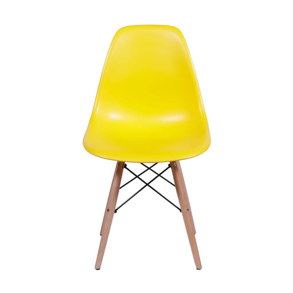 Cadeira Eames Base Madeira e Amarela
