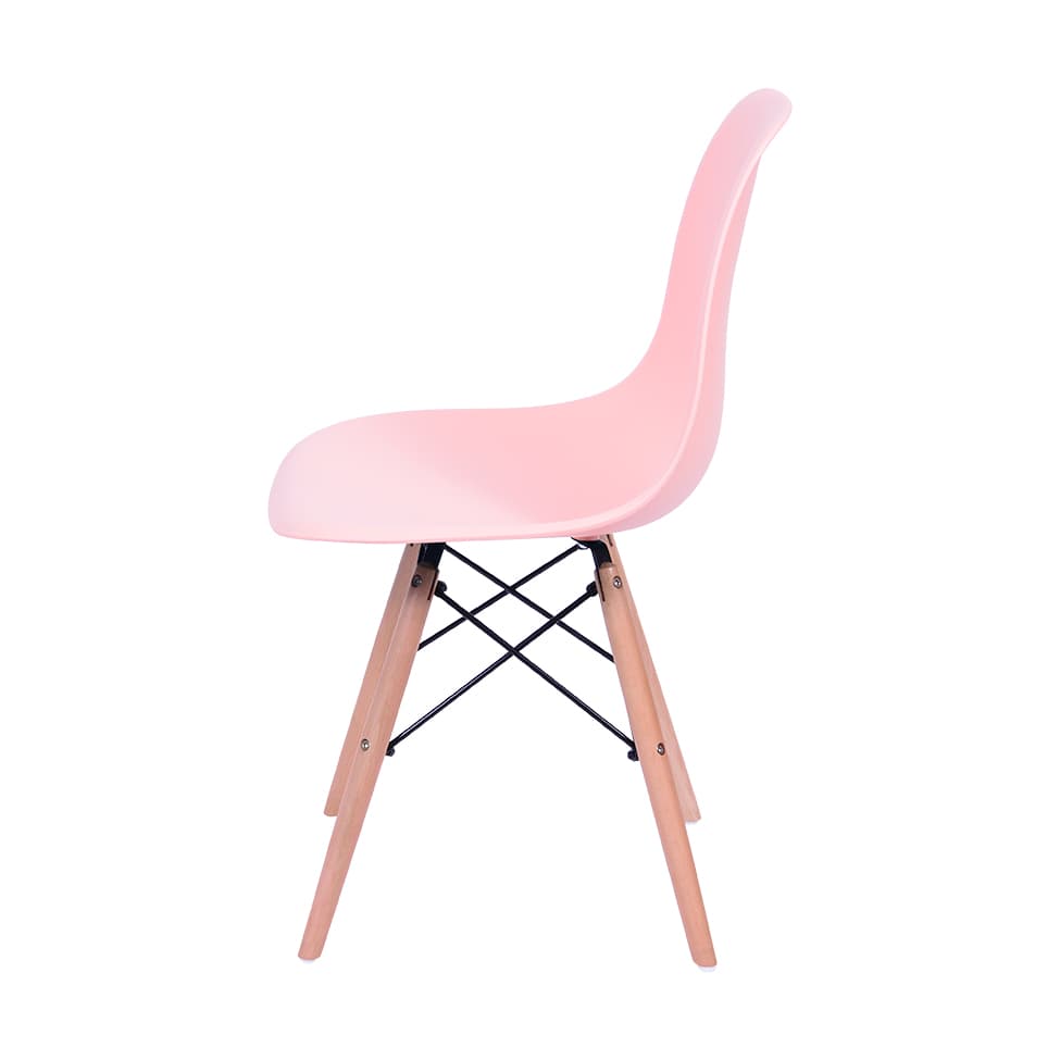 Cadeira Eames Base Madeira e Salmão
