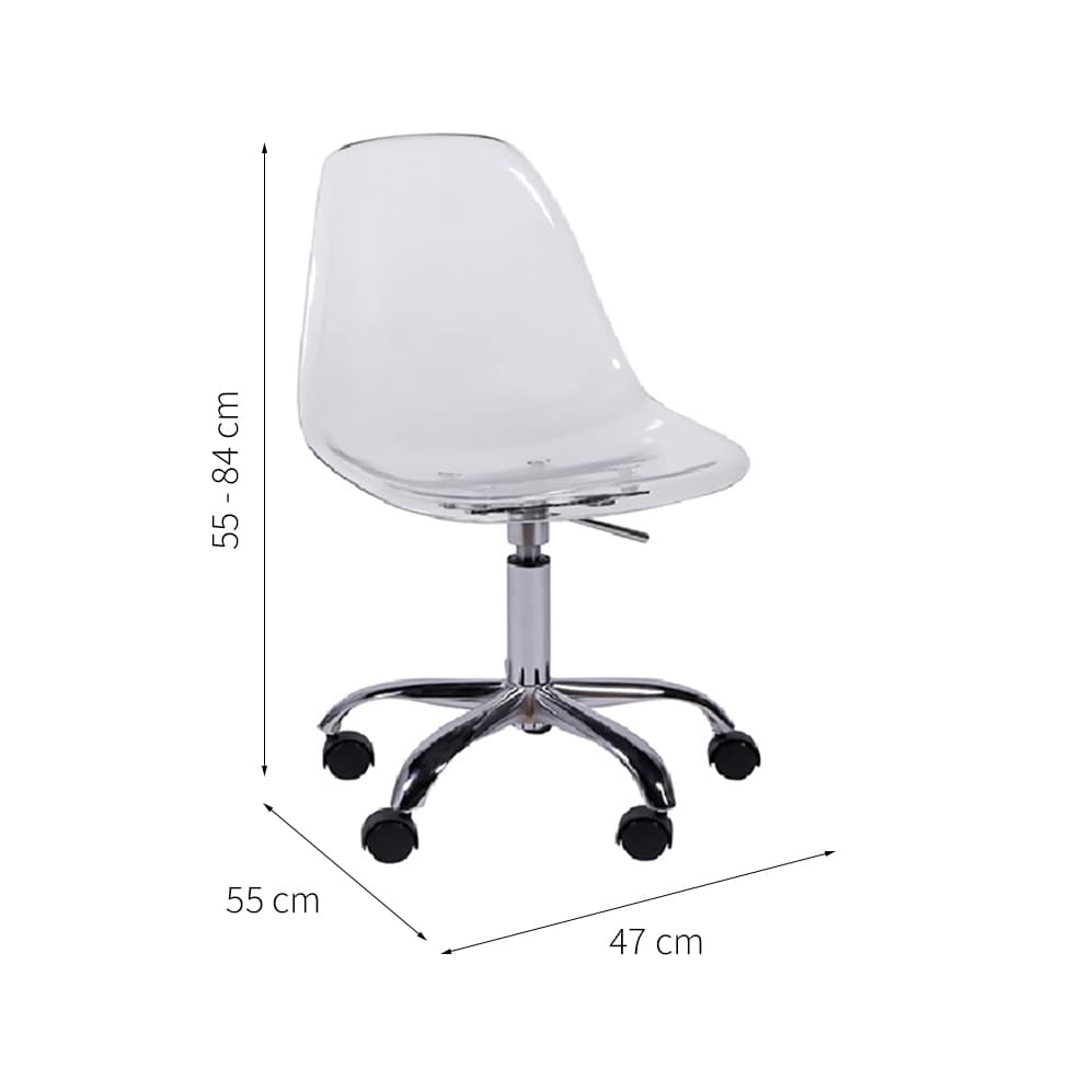 Cadeira Eames com Rodízios Incolor