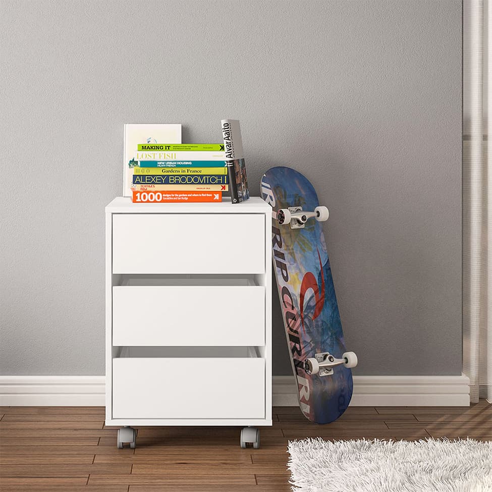 Gaveteiro Mauá 3 GV Branco 45 cm