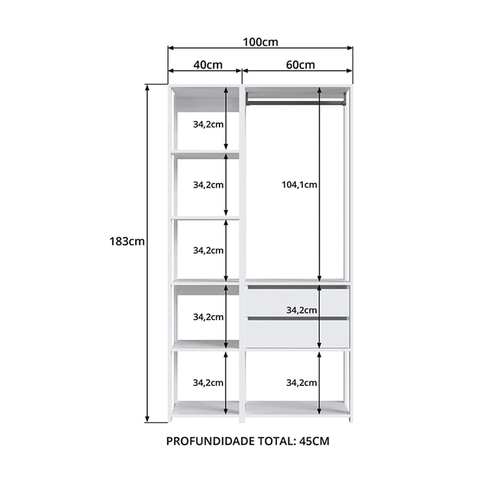 Guarda-Roupa Closet Belga 2 GV Branco