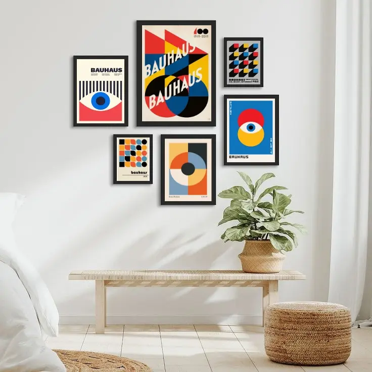 Kit 6 Quadros Bauhaus - Coloridos