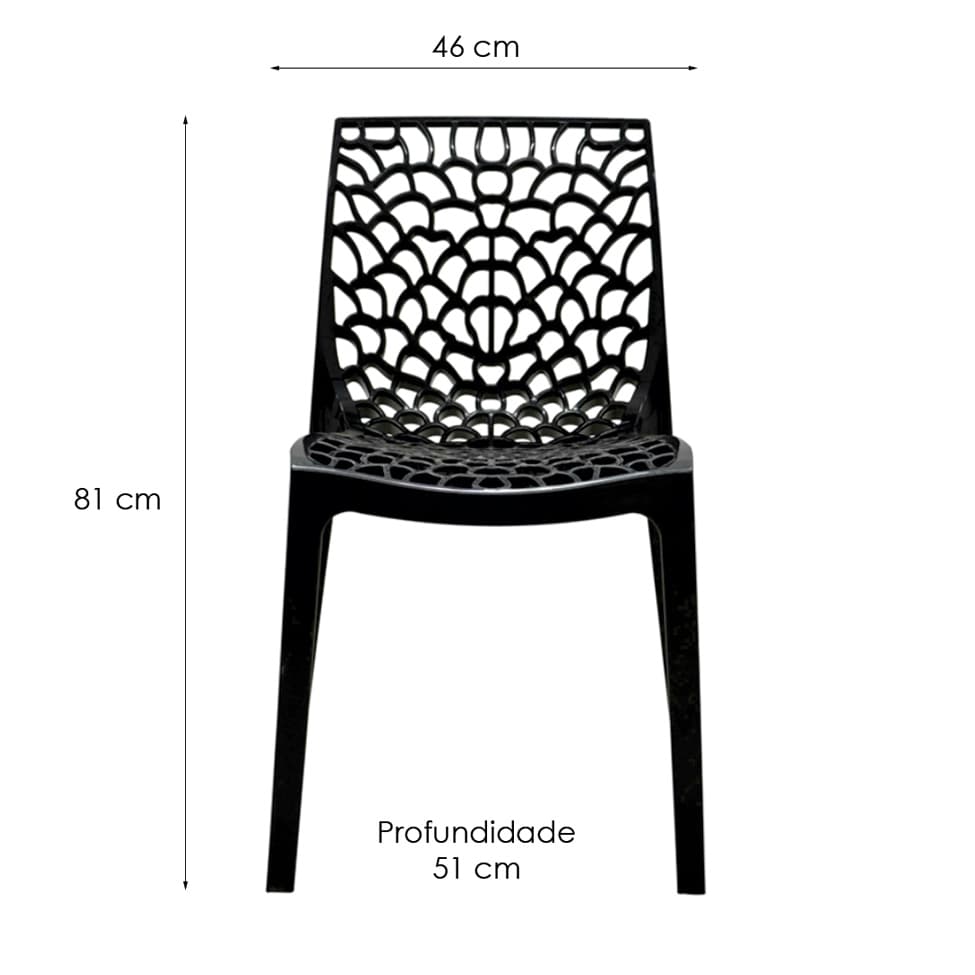 Conjunto de 6 Cadeiras Gruv Preta