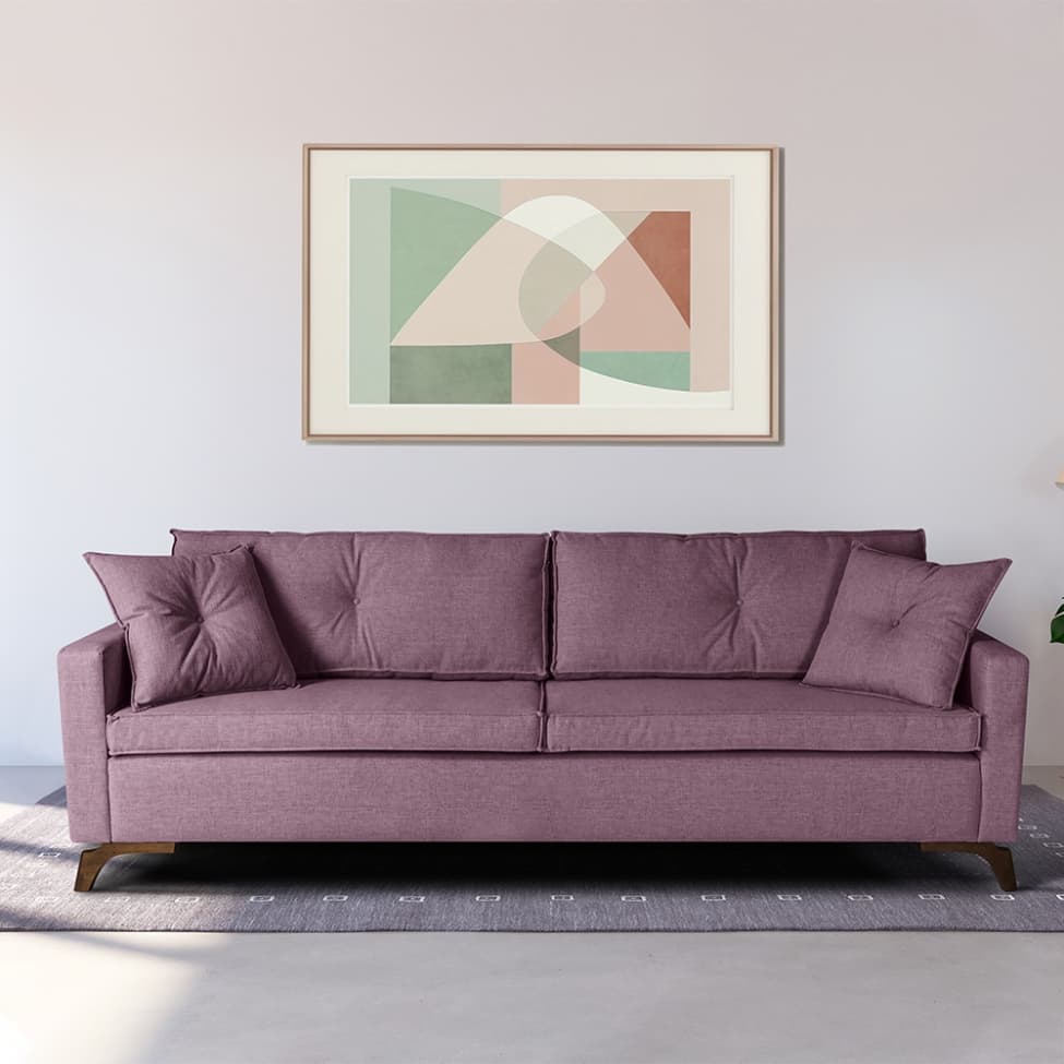 Sofá 3 Lugares Viena Veludo Rosa 210 cm
