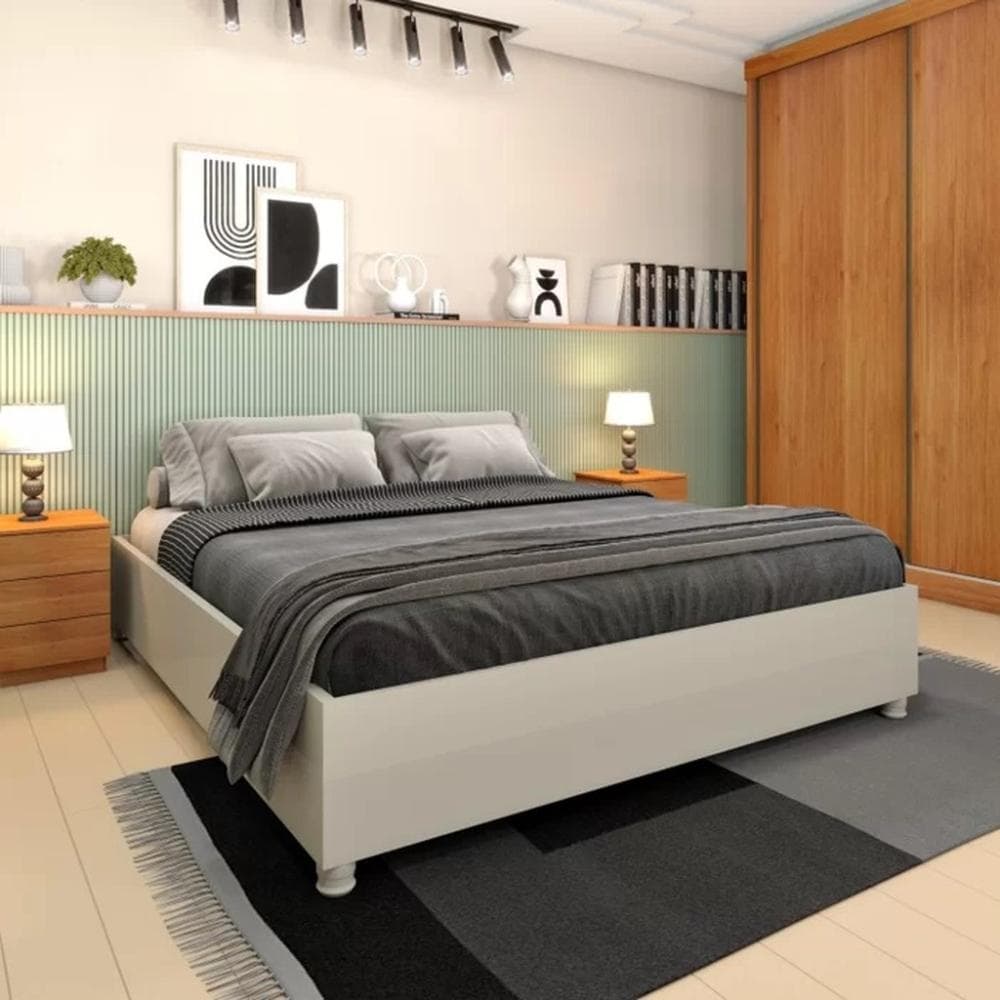 Cama Box Mônaco Casal Queen TCIL Off White