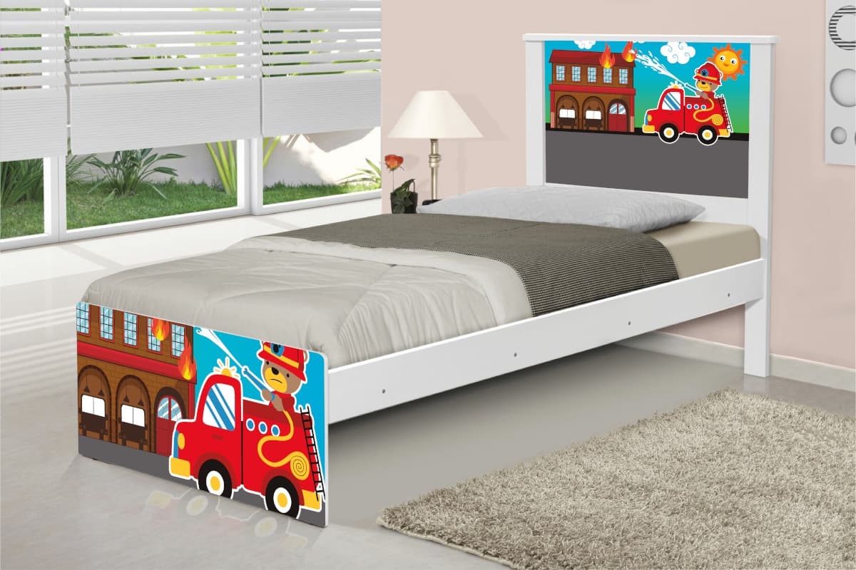 Cama Solteiro Bombeiro com Colchão