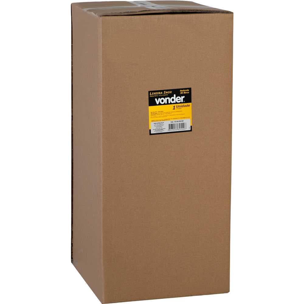 Lixeira redonda 30 litros inox cinza VONDER