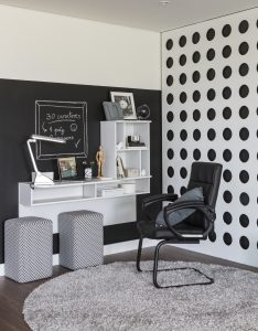 decoracao home office escritorio preto e branco