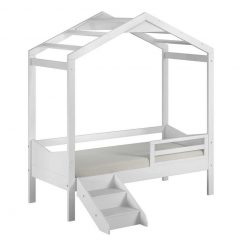 Cama Infantil Montessoriano Unissex Branco com Escada